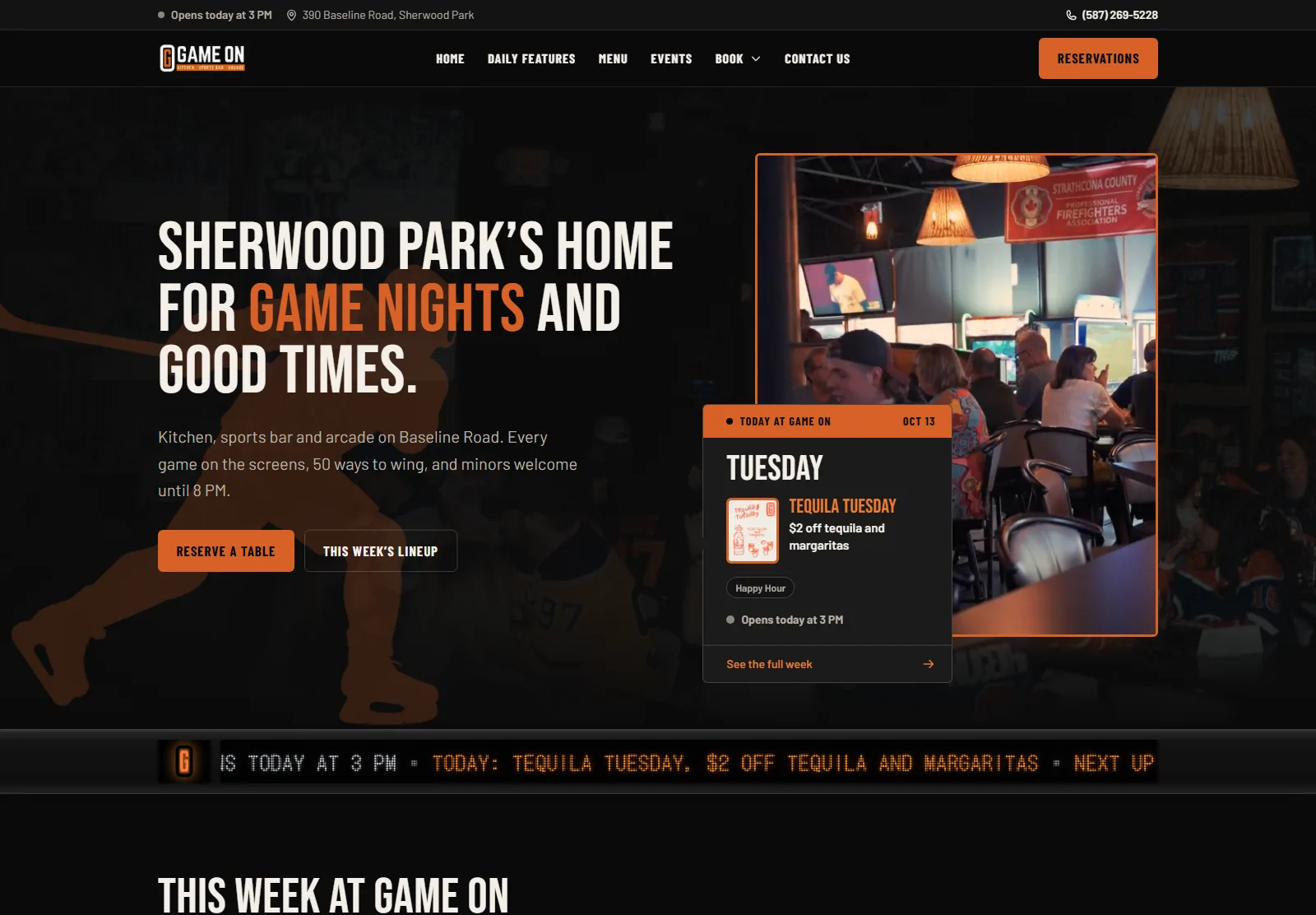 Game On Sherwood Park website